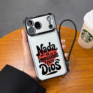 Portable Women's Religious Rope Phone Case, Spanish Language Fashion Phone Case, iPhone Samsung Galaxy 17Pro Max Air 16 15Plus 14 13 12 11 XR XS S25S24 Plated Edge Phone Case-A152