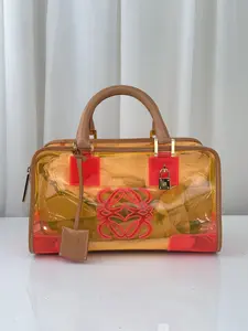 Pre-owned Loewe an shown Tote Bags Amantha Anagram Clear Handbag, Orange Amazona 28 MR16062026B660
