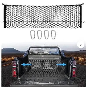 Universal Envelope Style Trunk Cargo Net – Stretchable Elastic Mesh Organizer for SUVs & Trucks, Adjustable Rear Storage Netting with Hooks, Ideal for Camping, Road Trips, and Car Accessories