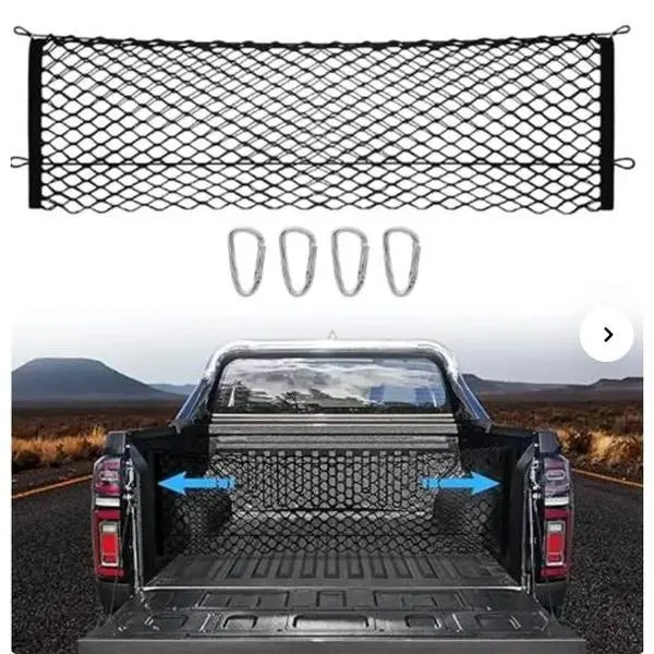 Universal Envelope Style Trunk Cargo Net – Stretchable Elastic Mesh Organizer for SUVs & Trucks, Adjustable Rear Storage Netting with Hooks, Ideal for Camping, Road Trips, and Car Accessories