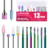 13Pcs Nail Drill Bits Set,multicolor cuticle nail drill bit set for womens Valentine's Day gifts Professional Ceramic Carbide Diamond Cuticle Polishing Remover Tool Bit Kit for Acrylic Gel Nails Manicure Pedicure nail art care tools Nail Care, Nail Tech,