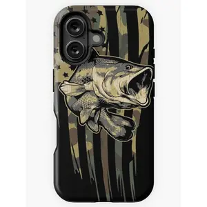 Camo US Flag Bass Fishing Phone Cases Phone Cover Hard Case Tough 2-piece Phone Case For iphone 17 promax case air 16 plus 15 promax 14 pro 13max 12 11 Samsung S25 EDGE S24 S23 S22 S21 NOTE 20 Ultra Fe A71 A56 A36 Protection Smartphone