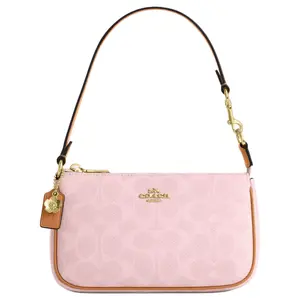 COACH Nolita 19 Floral Embellished Leather Signature Crossbody Bag in Sakura Pink