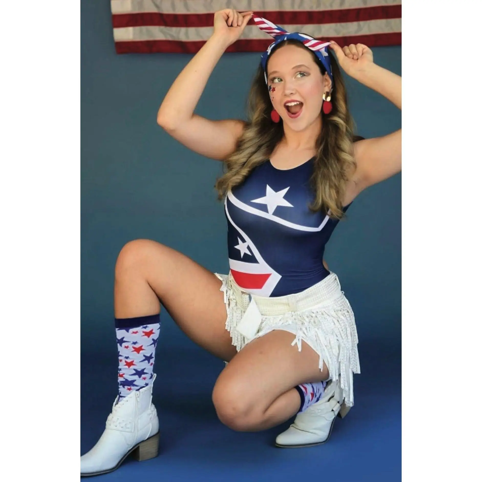Sweet Freedom Gymnastics Leotard - Patriotic Stars & Stripes for Girls | Foxy's Leotards