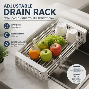 Expandable Drain Rack – Perfect for Plates, Cups & Pots, Keeps Kitchen Neat