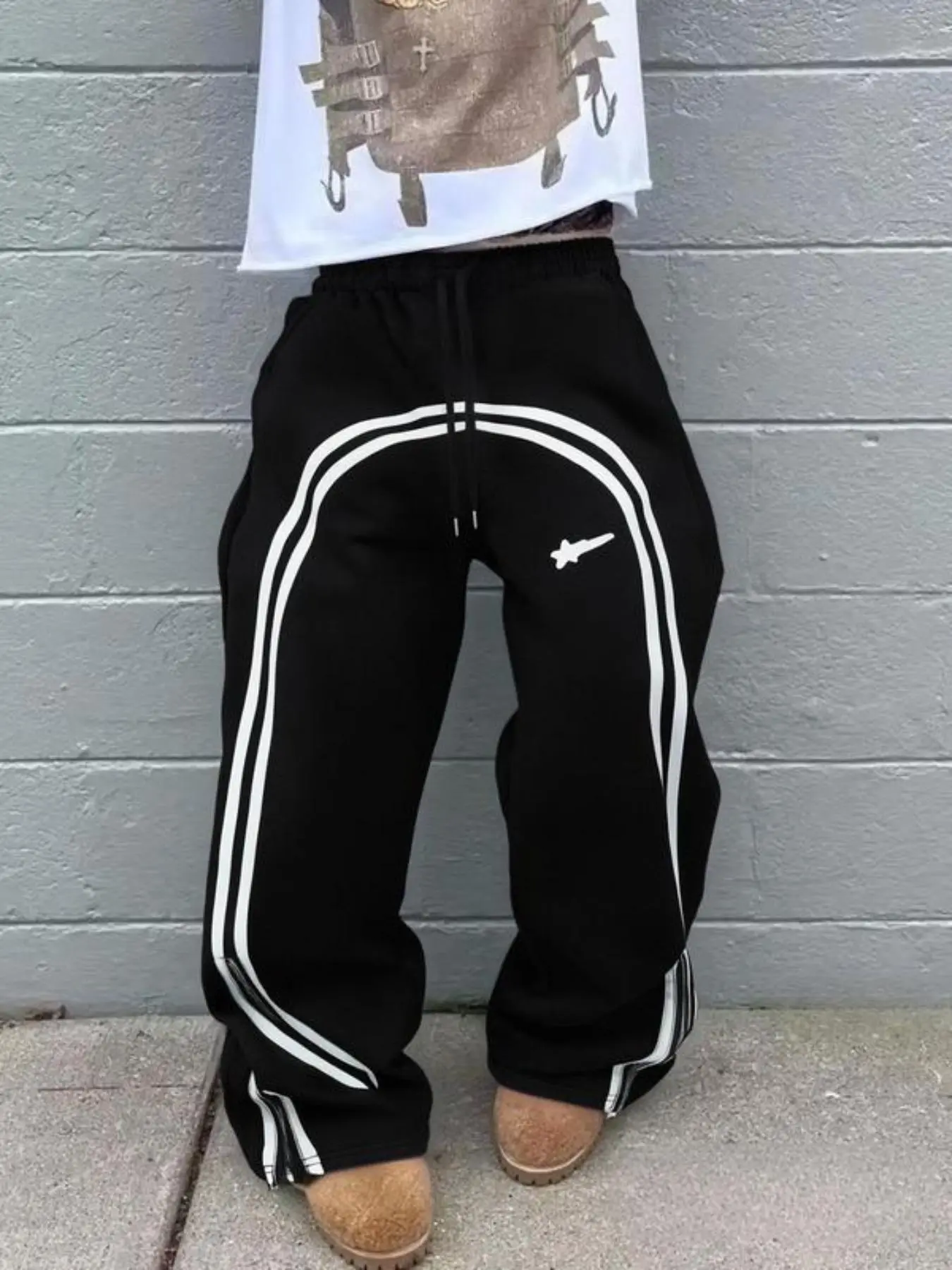 Men's star-print side-zip sweatpants, regular fit, comfortable jogging pants suitable for everyday wear, all-season, wide-leg design, athletic jogging pants, casual sports sweatpants, Casual Sportswear Pants, Casual Sports Bottoms, Casual Sporty Pants