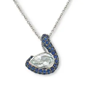 Colleen Lopez Sterling Silver White Topaz and Sapphire Necklace