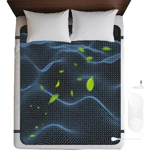 Grounding Mat for Bed, Grounding Mattress Cover Pad for Improve Sleep, Carbon Leatherette Earth Mat Grounded Pad (Black 2)