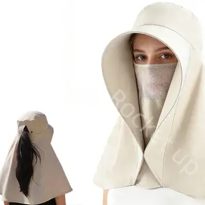 Women’s Multifunctional Sun Hat – UPF 50+ Large Brim Quick-Dry Breathable Cap with Ponytail Opening & Detachable Face Mask for Outdoor Activities