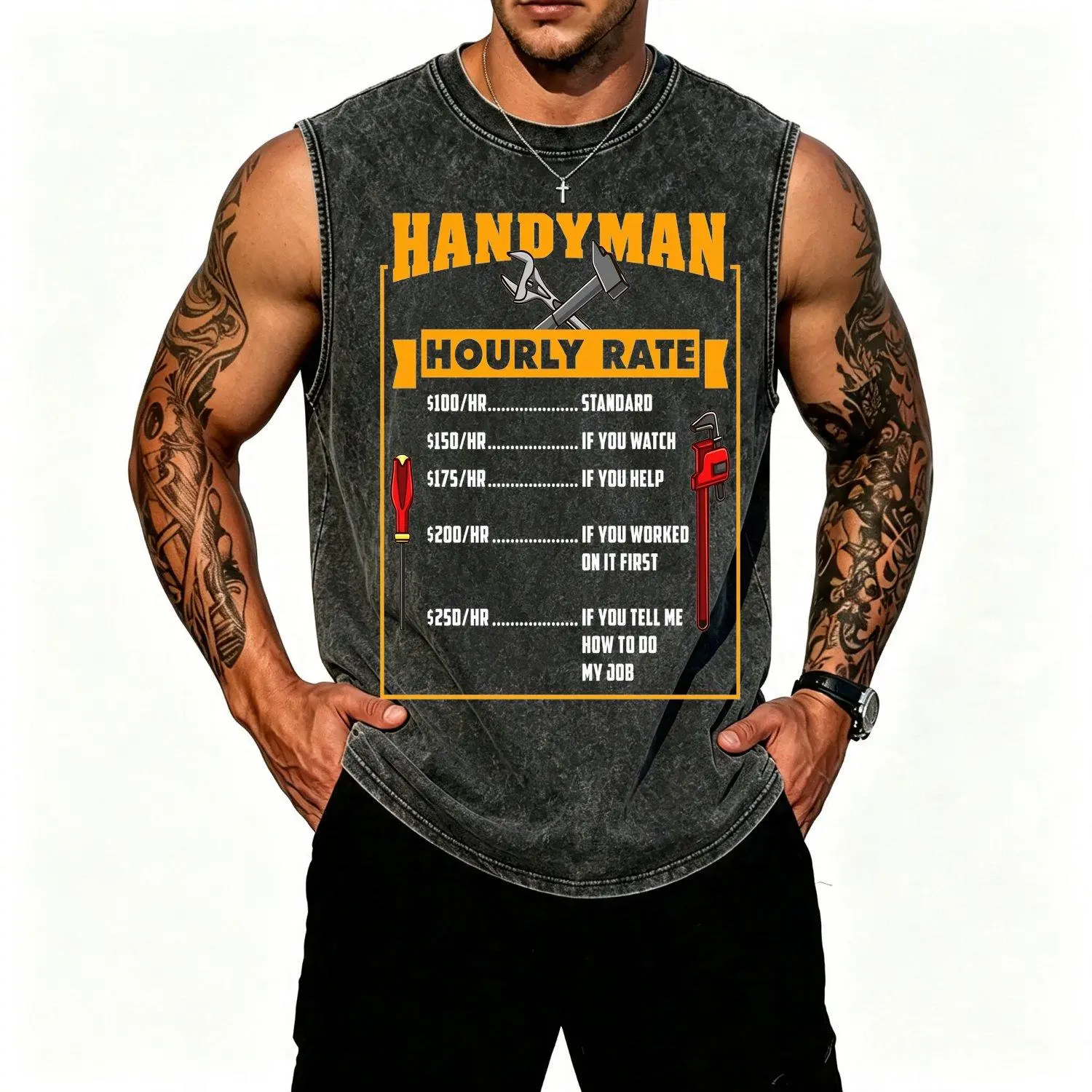 Handyman Hourly Rate Gift For Handyman Dad Vest Casual Outdoor Workwear Vest Durable Utility Style Vest