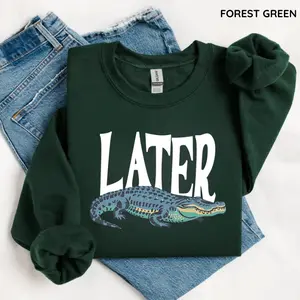 Later Gator Vintage 90s Style Sweatshirt, Funny Alligator Graphic Sweater, Retro Animal Pullover, Gift for Him or Her, Unisex Comfy Fall Outfit, Womenswear