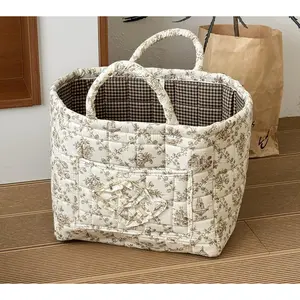 Foldable Laundry Basket Floral Woven Storage Hamper Large Capacity Clothes & Toy Organizer Collapsible Bin for Bedroom Bathroom Laundry Room Durable Woven Material Multi-Purpose Use
