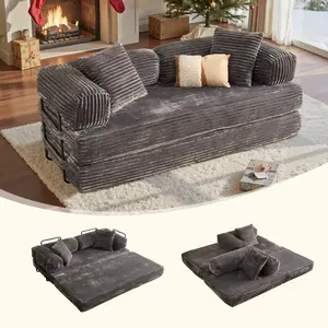 XIZZI 81" Boneless Couch with Fixed-Shape Frame, Folding Convertible Sofa Bed, Loveseat Sleeper with Pull Out Bed, Lazy Sofa Modular Futon Couch for Living Room Bedroom Lounge Studio