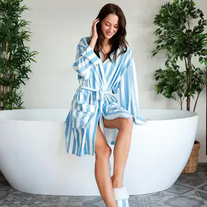 Shiraleah - Helena Stripe Robe - Sky (Add-On)