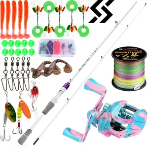 Sougayilang Fishing Rod and Reel Combo,Bait Casting Combo,Carbon Fiber Blank Fishing Rod,EVA Handle with Fishing Line and Lure Set,Outdoor Fishing Supplies