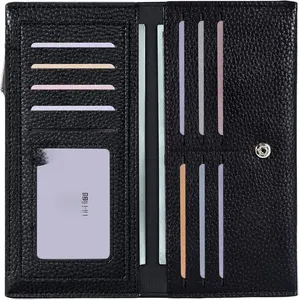 Ultra Slim Wallet for Women Bifold Leather RFID Blocking Credit Card Holder Ladies Womens Wallet with Zip Pocket