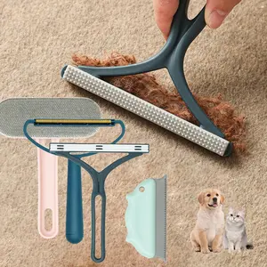 4PCS Pet Hair Remover Tool Set, Y-Shaped Silicone Brush, Double-Row Comb, and Adhesive Scraper for Cats and Dogs, Plastic Material, Efficient Fur Cleaning Kit household use