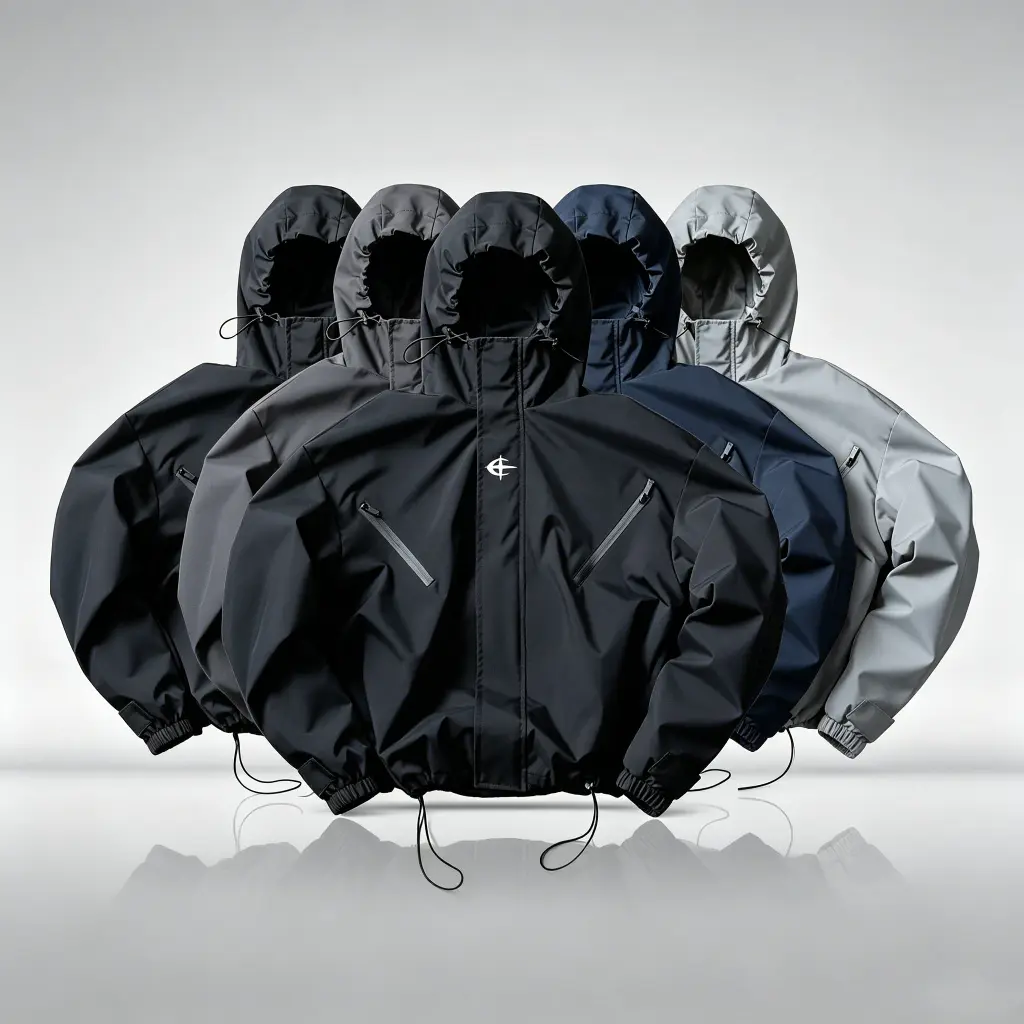 Men's Lightweight Hooded Activewear Jacket - Waterproof Synthetic Fabric, Long-Sleeve Zip-Up, Relaxed Fit, 3D Embroidery, Moisture-Proof Menswear Top