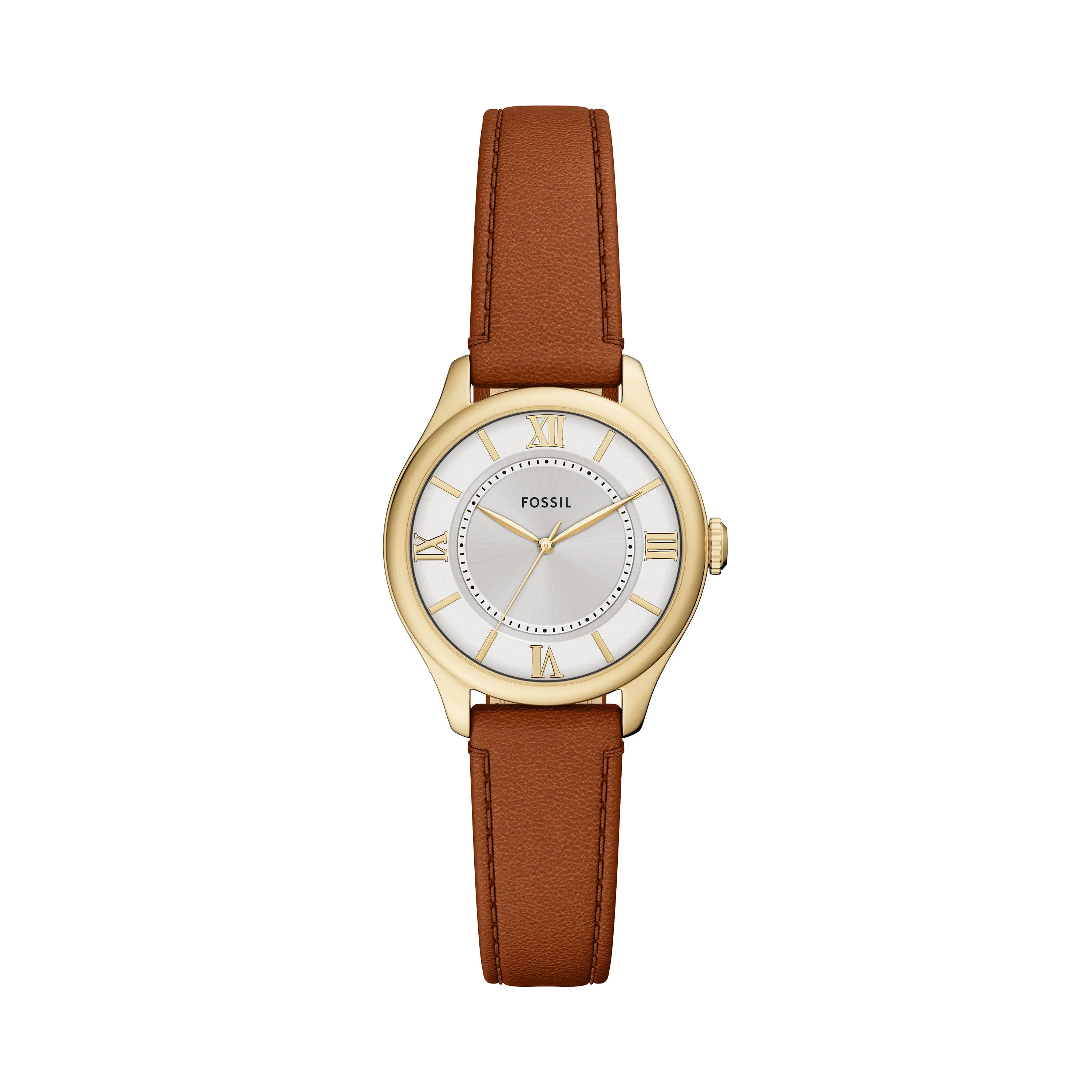 Fossil Women's Gilmore 28mm Three-Hand Brown Leather Watch