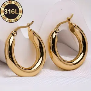 High-Quality Low Allergy Earrings, Stainless Steel Hoops, Fade-Resistant, Easy to Wear, Elegant, Suitable for Daily Use or Parties, Women's Fashion Accessories, Perfect Gift