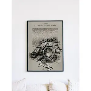 LOTR Vintage Book Page Printable Poster, Tolkien Quote Digital Wall Art, The Shire, Middle Earth, Birthday Gifts