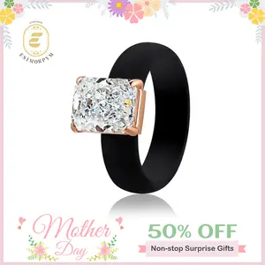 EOM Silicone Ring for Women with Radiant Cut CZ, Zirconia Collection – Perfect for Weddings, Mother’s Day & a Thoughtful Gift for Friends