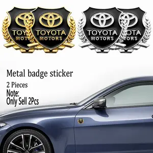 Metal car trunk side window wheat ear badge sticker decal for Toyota Corolla GRsport C-hr Rav4 86 Avensis T25 Auris Land Cruiser Yaris Hilux Prius Camry Crown Aygo automatic door trunk fender decoration protective sticker