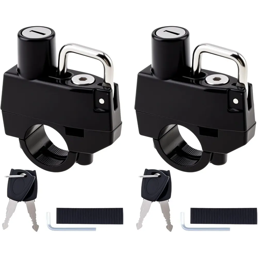 2-Pack Motorcycle Helmet Lock - Motor Parts Accessories, Anti-Theft Security Holder Hook for 7/8" (22mm) Handlebar, Bike Frame Tube, Luggage Rack (Keyed Alike)