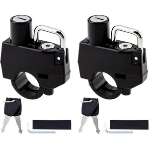 2 Pack Motorcycle Helmet Lock, Helmet Holder Hook For 7/8" 22mm Handlebar, Anti Theft Security Lock For Motorbike, Bike Frame Tube, Bumper, Luggage Rack (Keyed Alike)