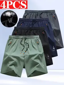 Men’s quick-dry athletic shorts with an elastic drawstring waist and zippered pockets — lightweight summer gym shorts suitable for the gym, running, and outdoor sports — multicolor geometric design, a casual gift