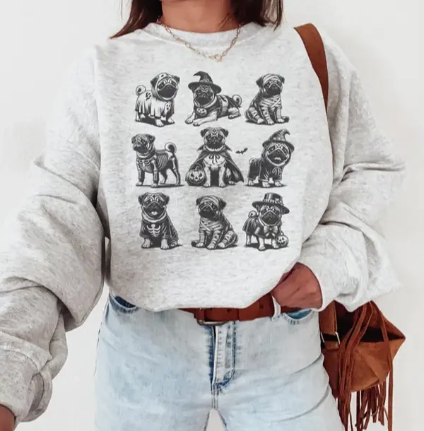 Pug Halloween Sweatshirt, Pug Halloween, Spooky Halloween Dog Mom Sweatshirt, Pug mom, Pug fall, Pug mom crewneck, Dog Lover Gift for Friend