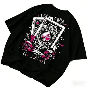 Manfinity LEGND Men's Fashionable Casual Commuter Eye & Letter Print Short Sleeve Black T-Shirt, Summer