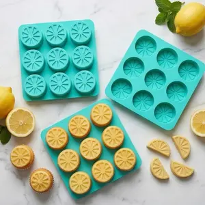 3pcs 9-Cavity Lemon Shape Silicone Molds, Silicone Muffin Pan for Baking, Sweet Treats, Mousse Cake, DIY Chocolate French Desserts, Bread, Pancakes