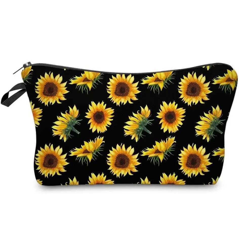 Cosmetic Bag for Women, Sunflower Flowers Waterproof Makeup Bags Roomy Toiletry Pouch Travel Accessories Gifts 52355