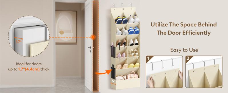 Lifewit Over the Door Shoe Organizers, Hanging Shoe Rack with 11 Pockets, 5 Layers Shoe Holder for Closet Door Storage
