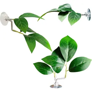 Fish Leaf Pad Fish Tank Accessories Aquarium Décor Simulating 3 pcs Adjustable Plastic Plants Betta Natural Habitat Playing Spawn Breed Rest Bed with Suction Cup Multi Leaf Design (3)