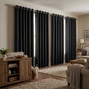 Blackout Curtains[One Order Ships 4 Panels] for 2 Windows, Living Room Bedroom Modern Farmhouse Room Darkening Drapes, Grommet Top Luxury Thermal Insulated Curtains window curtain decoration