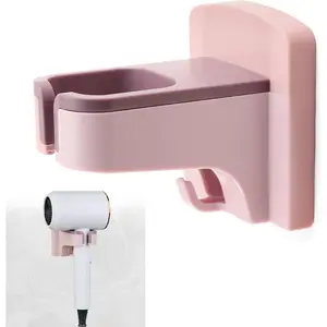 2 Counts Hair Dryer Holder, Hands Free Wall Mounted Self Adhesive with Cord Organizer, Hands-Free Blow Dryer Organizer for Bathroom (Random Shade)