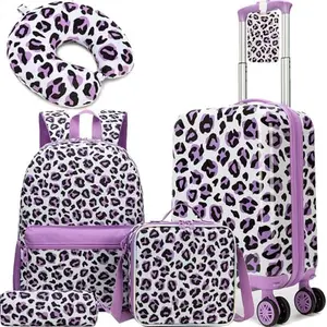 Purple Leopard 5-Piece Kids Luggage Set Travel days just got a major style upgrade! Waterproof, ultra-spacious, and built to last through every adventure. Ideal for long flights, road trips, and school