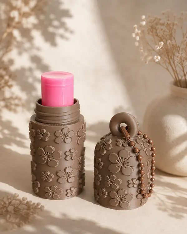 Floral Lip Balm Holder Keychain