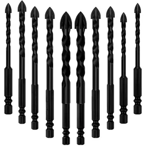 Masonry Drill Bit Set, 10 count Concrete Drill Bits Set Ceramic Drill Bit Carbide for Ceramic Tile, Plastic, Wall, Brick, Cement, Concrete,  with Size 5mm to12mm