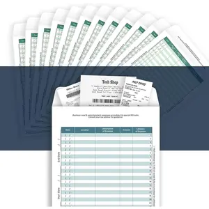 12 Set Receipts Organizer & Expense Envelope, Business Expense Tracker, Business Expense Record Auto Mileage Log Organizer Envelope (Green)