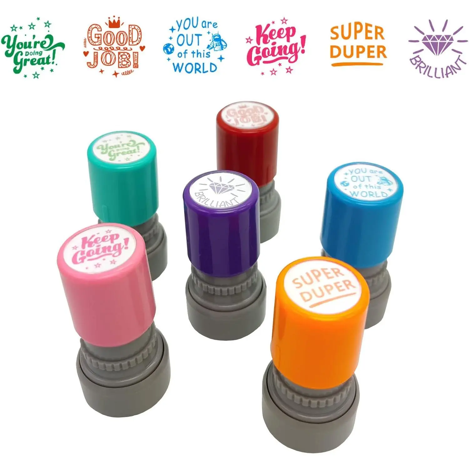 Pack of 6 Sorted Teacher  Teachers Self-Inking Rubber  Teacher Review Photosensitive  Behavior  for Education