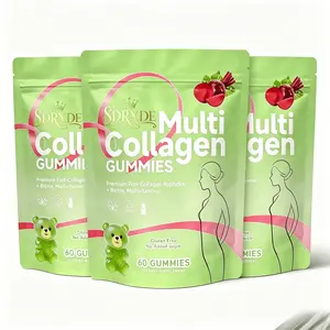 SDRXDE Multi Collagen Soft Candy, 3 packs of 180 capsules - High quality fish collagen peptide+biotin and multiple vitamins, gluten free, sugar free, vegan mixture, used for skin, hair and nail health support