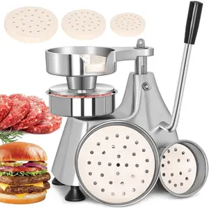 3-in-1 Commercial Burger Patty Maker Machine, 4/5/6-inch Stainless Steel Heavy Duty Hamburger Press, Professional Meat Patty Maker with 1200 count Patty Papers for Beef, Pork, Chicken