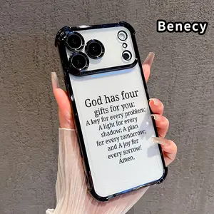 Divine Gift Promise Pattern Phone Case Suitable for iPhone 17 Pro Max 16 15 Plus Air 14 13 12 11 E Four Corner Air Cushion Anti Drop Transparent Full Coverage Cover