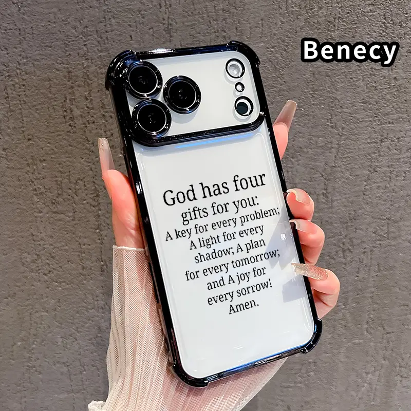 Divine Gift Promise Pattern Phone Case Suitable for iPhone 17 Pro Max 16 15 Plus Air 14 13 12 11 E Four Corner Air Cushion Anti Drop Transparent Full Coverage Cover