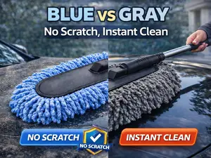 Car Wash Mop with Long Handle (2 Pack) – No Scratch Microfiber Brush for Easy Car Cleaning at Home
