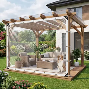 Heavy-Duty Transparent Vinyl Rain Cloth - 10ft x 13ft Windproof Fabric with Snap Fasteners, Waterproof Home Supply for Greenhouses, Chicken Coops Outdoor Protection Clear dustproof