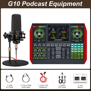 Portable Bluetooth DJ mixer audio interface kit, multi sound DJ controller mixer with adjustable reverb high and low frequencies, plug and play streaming mixer, suitable for content creators, streaming players, singers, DJ beginners summervibes☀️